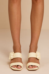 Lucy French Vanilla Raffia High Heel Slide Sandals