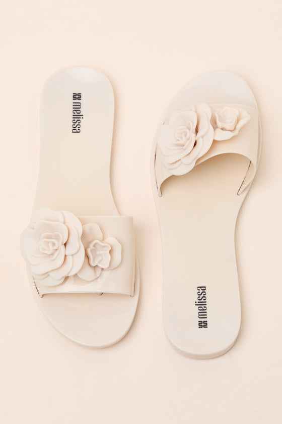 Babe Petals Beige Slide Sandals