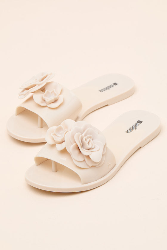 Babe Petals Beige Slide Sandals