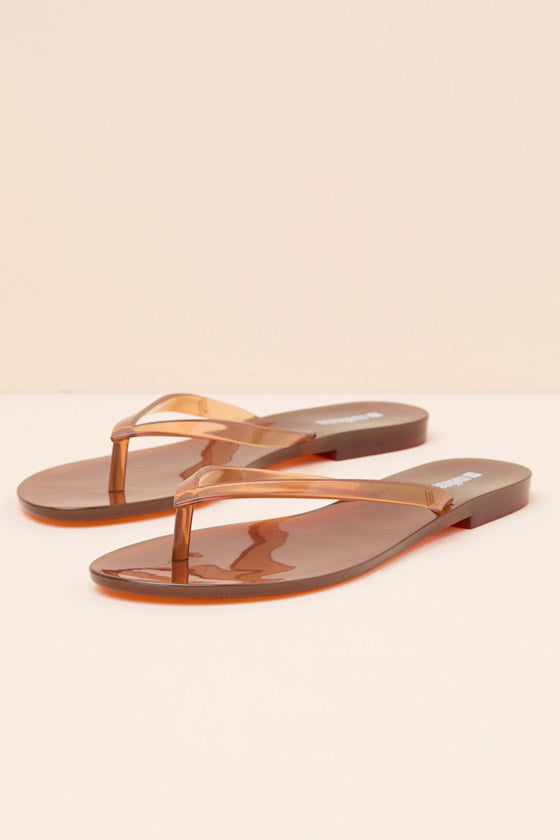 Harmonic Clear Brown Jelly Flip Flops