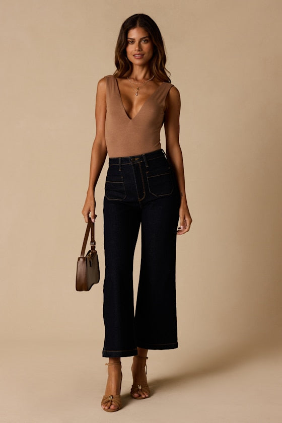 Check You Out Light Brown Sleeveless Bodysuit