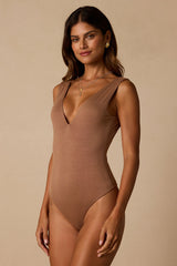Check You Out Light Brown Sleeveless Bodysuit