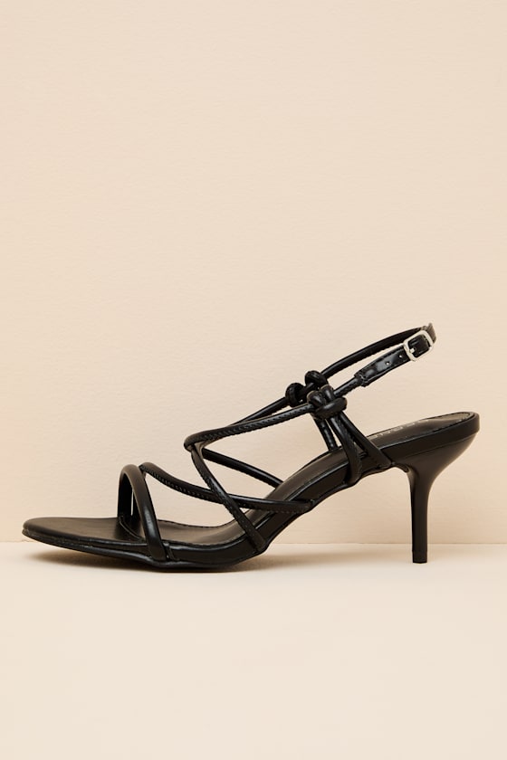 Inari Black Strappy Slingback High Heel Sandals