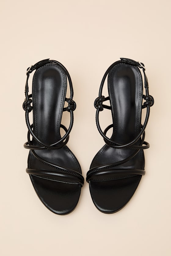 Inari Black Strappy Slingback High Heel Sandals