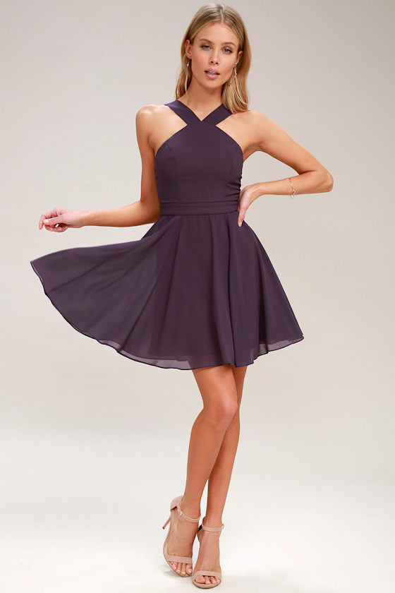 Forevermore Dusty Purple Skater Dress