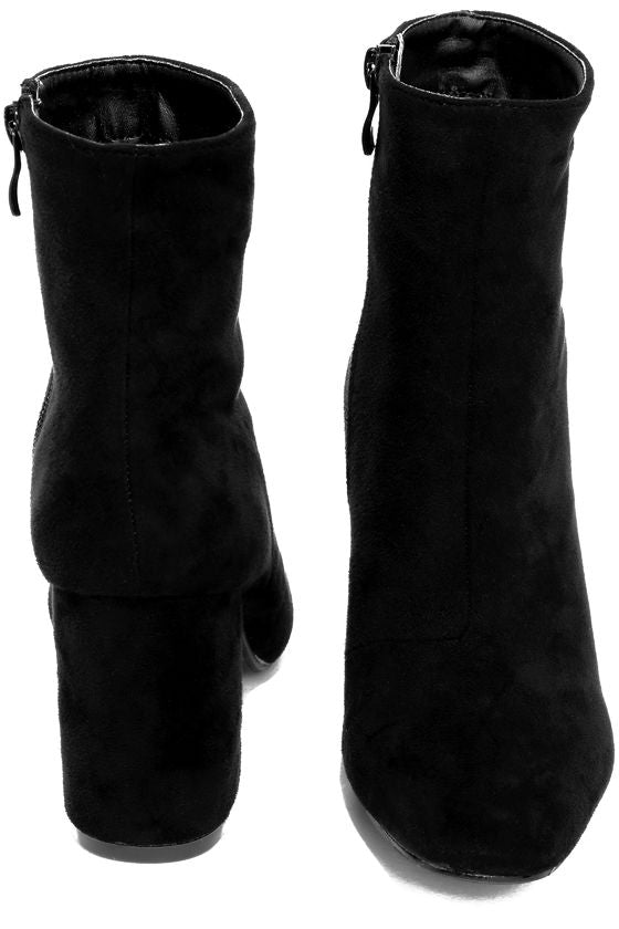 My Generation Black Suede High Heel Ankle Boots