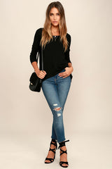 Zip to My Lou Black Sweater Top