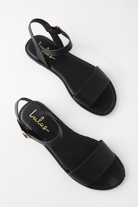 Hearts and Hashtags Black Flat Sandals