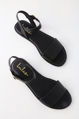 Hearts and Hashtags Black Flat Sandals