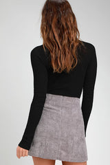 High Class Light Grey Corduroy Mini Skirt