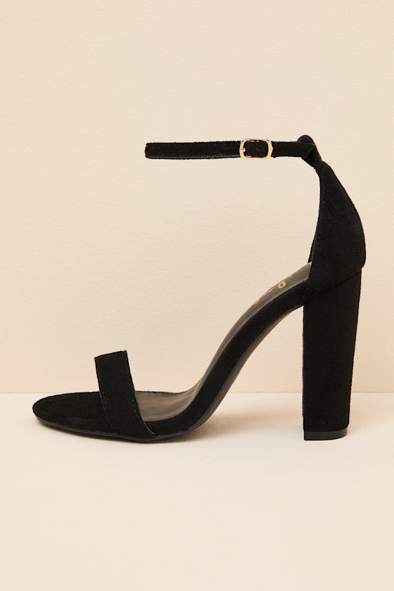 Taylor Black Suede Ankle Strap Heels