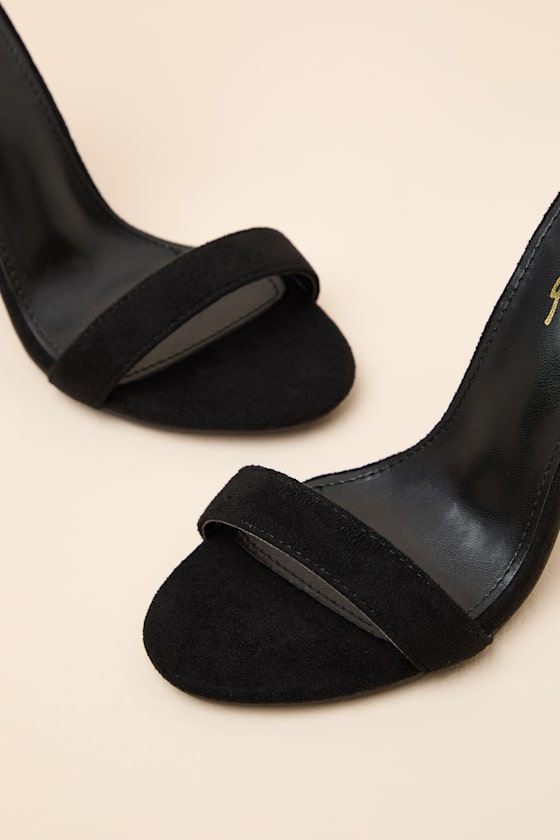 Taylor Black Suede Ankle Strap Heels