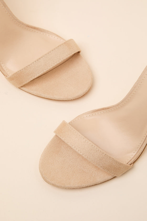 Taylor Natural Suede Ankle Strap Heels