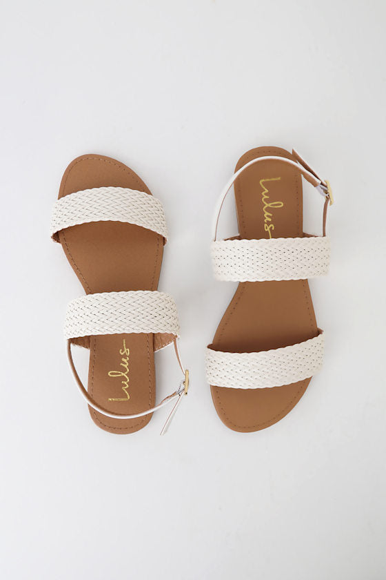 Blaise White Flat Sandals
