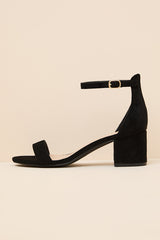 Harper Black Suede Ankle Strap Heels