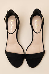 Harper Black Suede Ankle Strap Heels