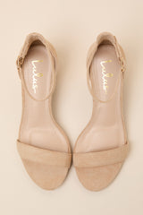 Harper Natural Suede Ankle Strap Heels