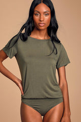 Skyra Olive Green T-Shirt Bodysuit