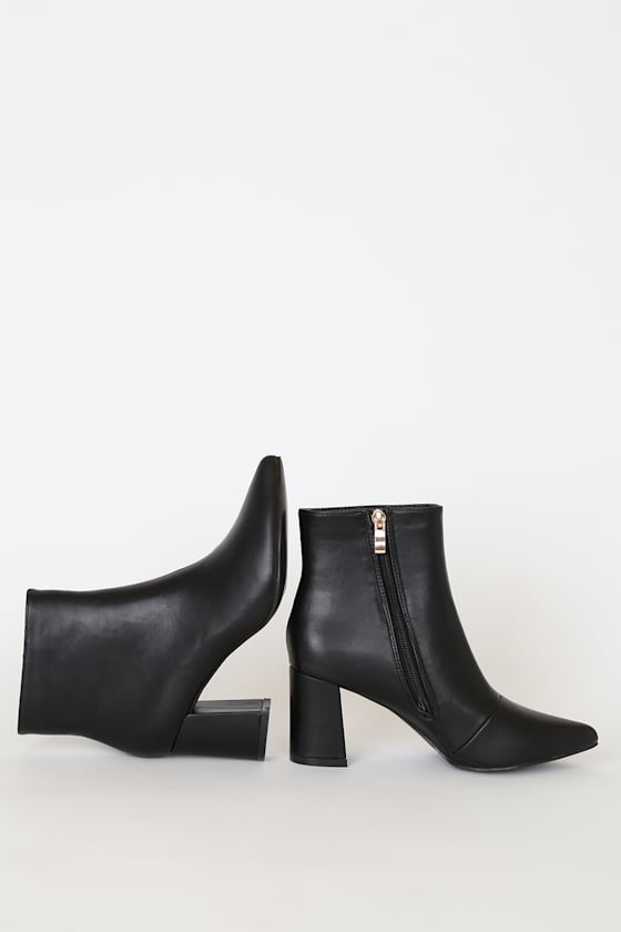 Sarai Black Pointed-Toe Ankle Booties