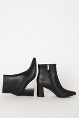 Sarai Black Pointed-Toe Ankle Booties