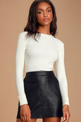 Karlee Ivory Ribbed Knit Long Sleeve Sweater Top