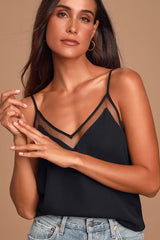 Sweet Fling Black Mesh Tank Top