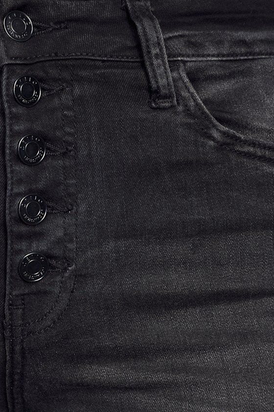 Trina Washed Black Button-Fly Flare Jeans