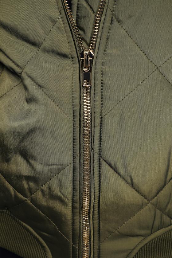 Style Expedition Olive Green Quilted Bomber Jacket
