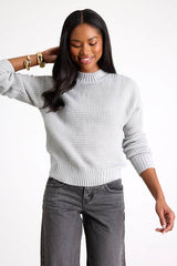 Campfire Cozy Light Grey Cropped Sweater