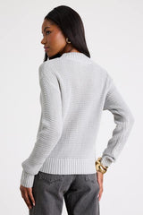 Campfire Cozy Light Grey Cropped Sweater