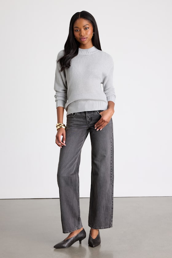 Campfire Cozy Light Grey Cropped Sweater
