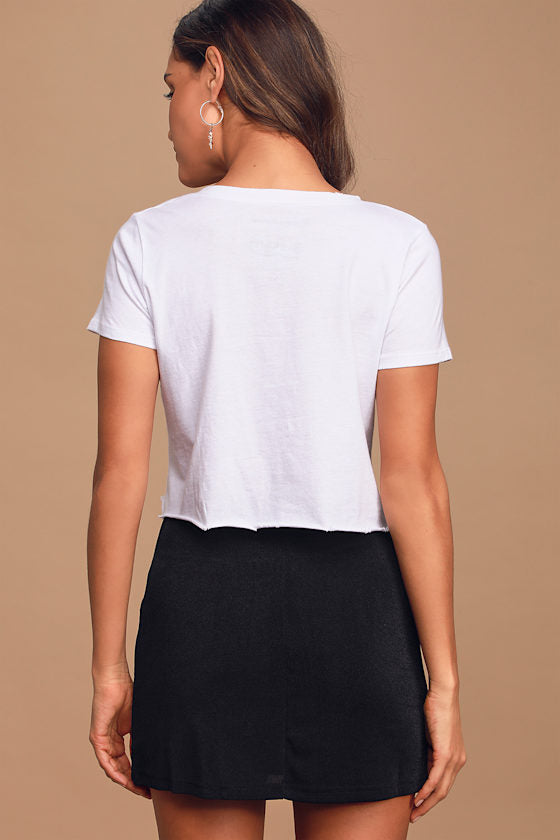 Blondie White Distressed Cropped Graphic Tee