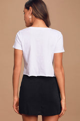 Blondie White Distressed Cropped Graphic Tee