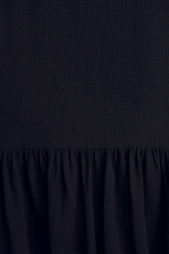 Garden Bloom Black Ruffled Shift Dress