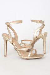 Leticiya Gold Ankle-Strap High Heel Sandals