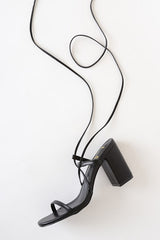 Aribaa Black Lace-Up High Heel Sandals