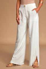 Jet Stream White High-Waisted Wide-Leg Pants