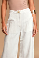 Jet Stream White High-Waisted Wide-Leg Pants