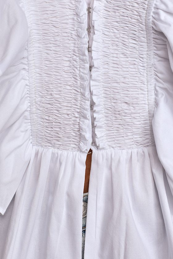In A Ruffle White Ruffled Hook and Eye Top