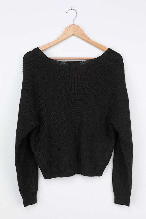 Feel it Still Black Knit Sweater