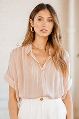 Everlee Light Pink Striped Button-Up Top