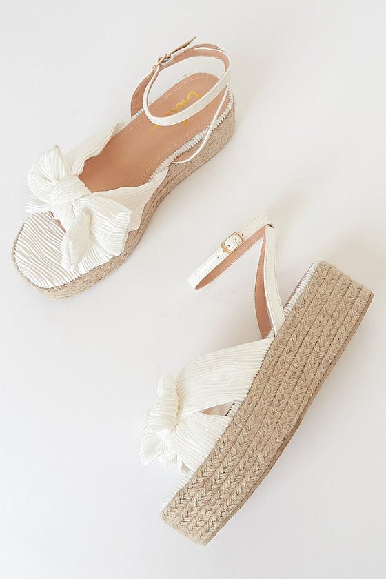 Rayanna White Espadrille Platform Sandals