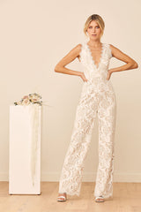 Enamored With You White Lace Wide-Leg Jumpsuit