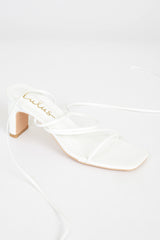 Aliah White Lace-Up High Heel Sandals