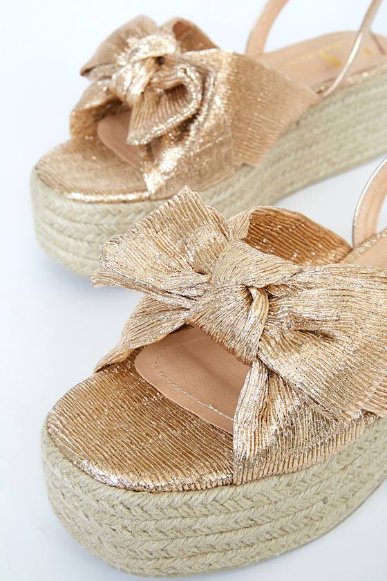 Rayanna Rose Gold Espadrille Platform Sandals