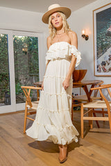Chance For Us Ivory Off-the-Shoulder Ruffled Maxi Dress