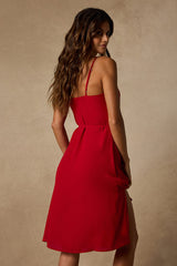 Camila Red Sleeveless Sheath Midi Dress