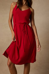 Camila Red Sleeveless Sheath Midi Dress