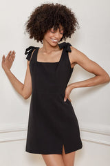 Your Sweetie Black Tie-Strap Mini Dress