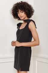 Your Sweetie Black Tie-Strap Mini Dress